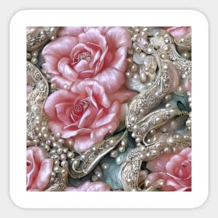 Mothers Pearls and Pink Roses Sticker